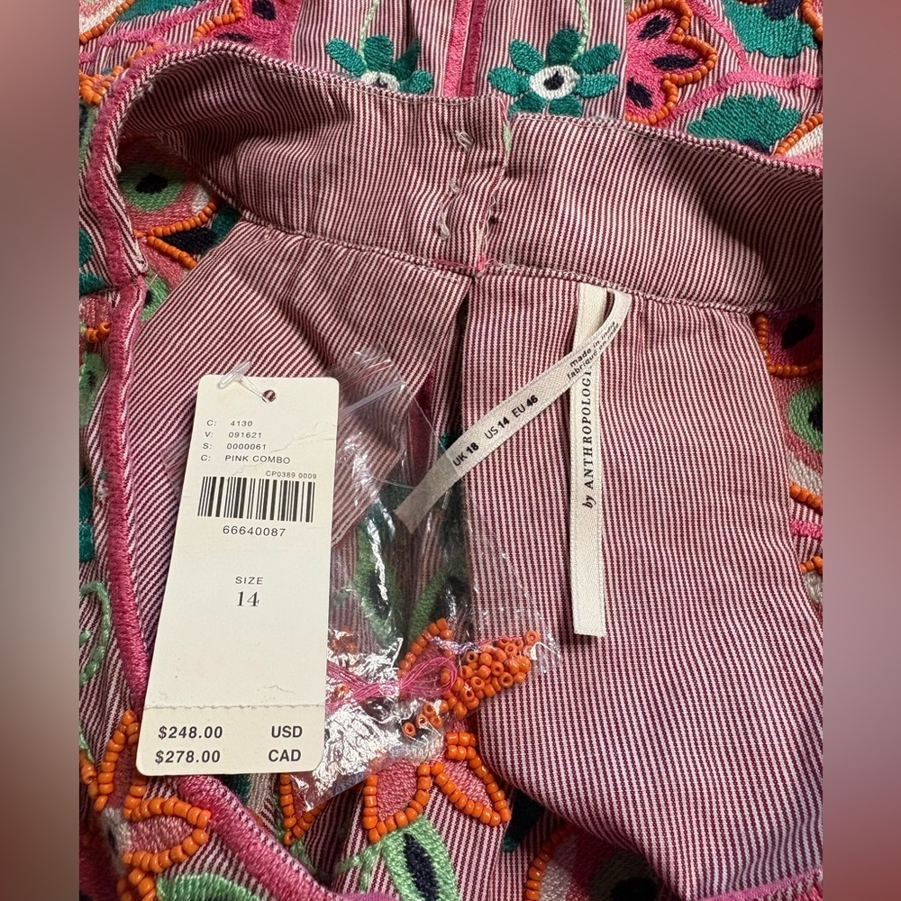 NWT Anthropologie- Embroidered and Beaded Mini Shift Dress. Size 14 - Picture 8 of 16